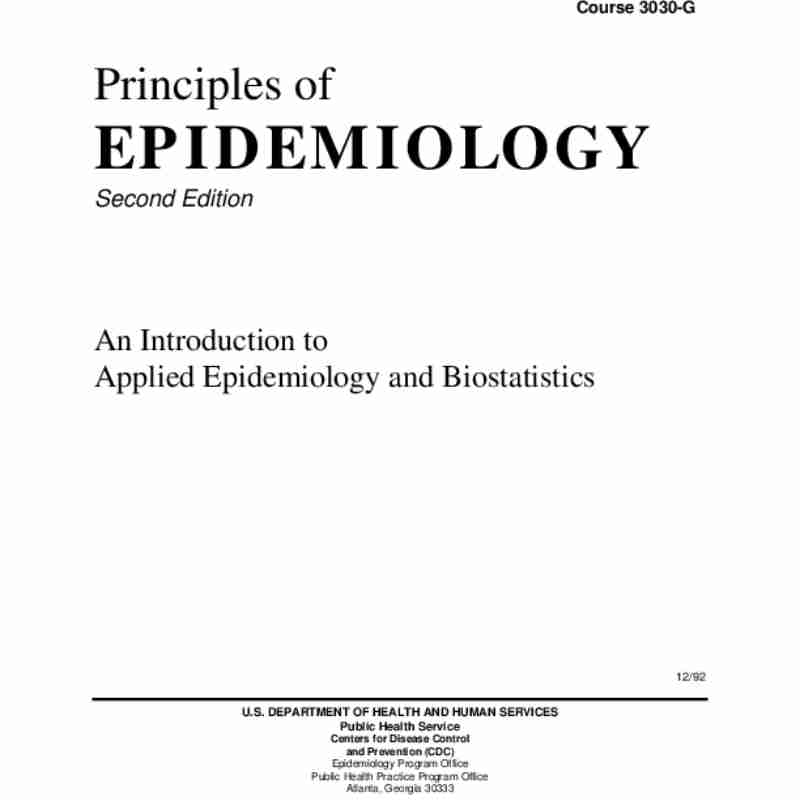 Principles of Epidemiology: An Introduction to Applied Epidemiology and Biostatistics